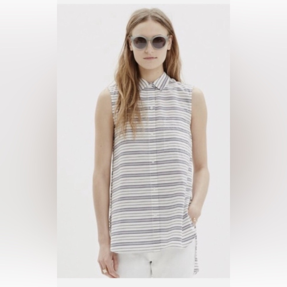 MADEWELL Sleeveless button down striped shirt sz Small